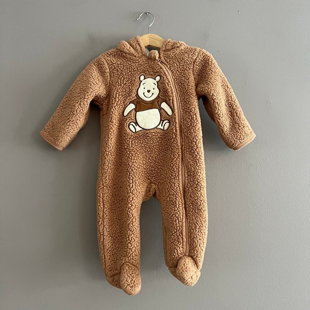 Disney Winnie the Pooh Baby Hooded Bunting/One Piece Fleece Brown 6-9 Mo